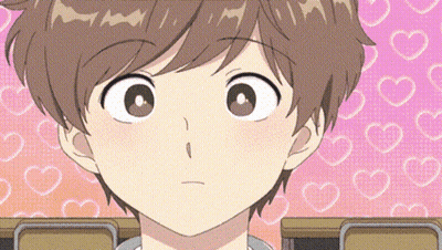 A Cartoon Of A Boy With Hearts In The Background GIF