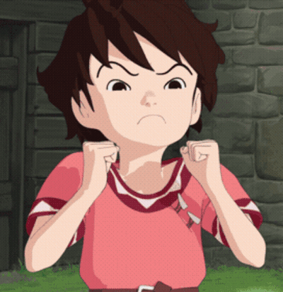 A Cartoon Of A Boy With His Fist In The Air Making An Angry Face GIF