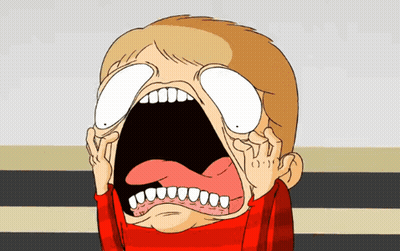 A Cartoon Of A Boy With His Mouth Wide Open And His Tongue Sticking Out GIF