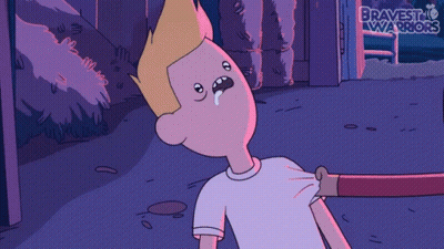 A Cartoon Of A Boy With The Word Bravest On The Bottom GIF