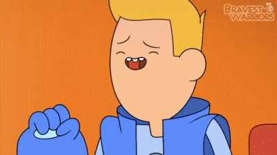 A Cartoon Of A Boy With The Words Bravest Warriors Behind Him GIF