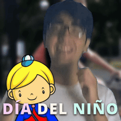 A Cartoon Of A Boy With The Words Dia Del Niño Written Below Him GIF