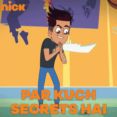 A Cartoon Of A Boy With The Words Par Kuch Secrets Hai GIF