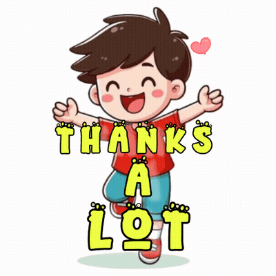 A Cartoon Of A Boy With The Words Thanks A Lot Above Him GIF