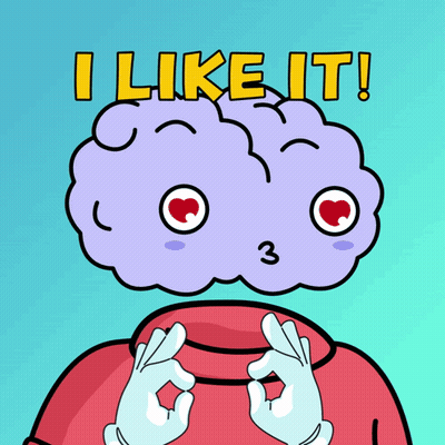 A Cartoon Of A Brain With The Words I Like It Below It GIF
