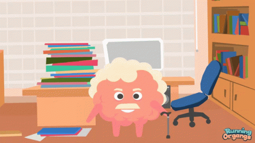 A Cartoon Of A Brain With The Words Running Organs On The Bottom Right GIF