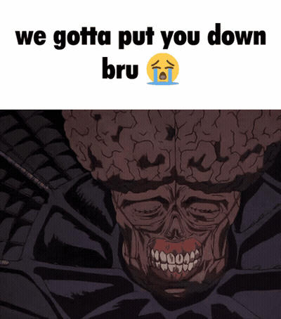 A Cartoon Of A Brain With The Words We Gotta Put You Down Bru Written Above It GIF