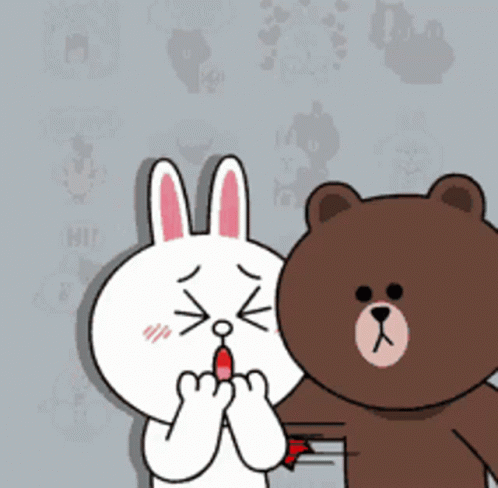 A Cartoon Of A Brown Bear And A White Rabbit GIF