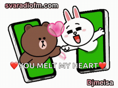 A Cartoon Of A Brown Bear And A White Rabbit With The Words You Melt My Heart GIF