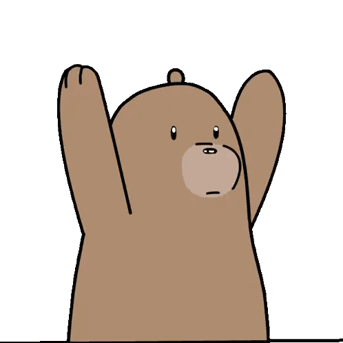 A Cartoon Of A Brown Bear With His Arms Up Sticker