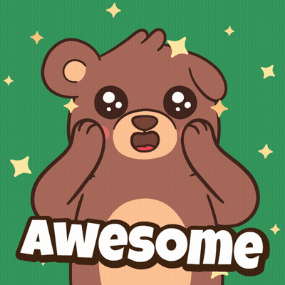 A Cartoon Of A Brown Bear With The Word Awesome Written On It GIF