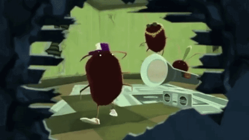 A Cartoon Of A Bug Wearing A Hat And A Necklace GIF