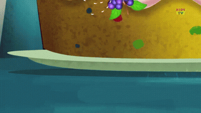 A Cartoon Of A Bunch Of Grapes With A Kids Tv Logo Behind It GIF