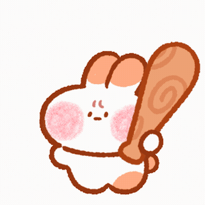 A Cartoon Of A Bunny Holding A Baseball Bat With A Yellow Star In The Background GIF