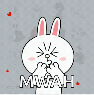 A Cartoon Of A Bunny Holding A Heart With The Word Mwah Written On It GIF