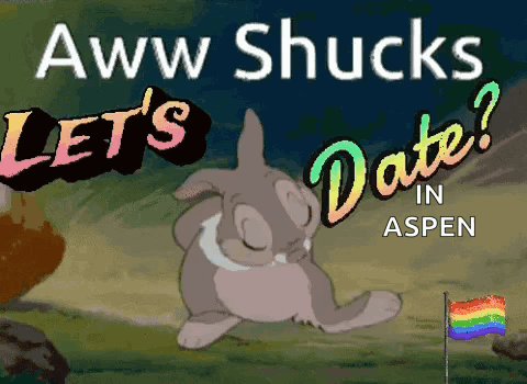 A Cartoon Of A Bunny With The Words " Aww Shucks Let 'S Date " GIF