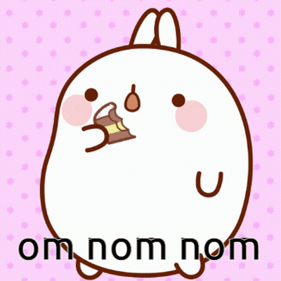 A Cartoon Of A Bunny With The Words Om Nom Nom Written Below It GIF