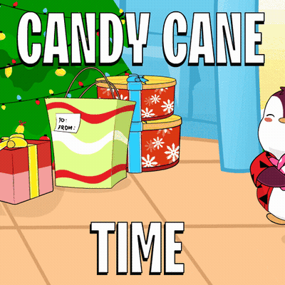 A Cartoon Of A Candy Cane Time Scene GIF