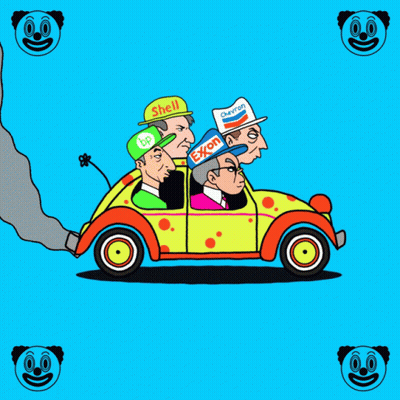 A Cartoon Of A Car With The Words " F These Clowns " Written On It GIF
