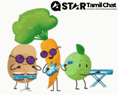 A Cartoon Of A Carrot Playing A Guitar And A Potato Playing Drums GIF