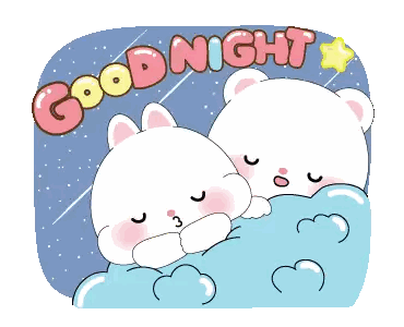 A Cartoon Of A Cat And A Bear Saying " Good Night " Sticker
