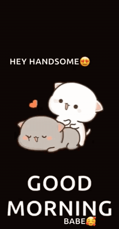 A Cartoon Of A Cat And A Dog Saying Good Morning Babe GIF