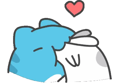 A Cartoon Of A Cat And A Rabbit Kissing Sticker
