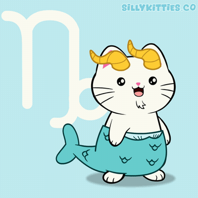A Cartoon Of A Cat Dressed As A Mermaid With The Letter N In The Background GIF