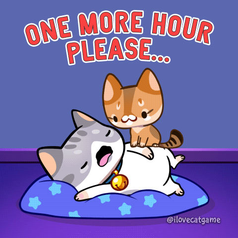 A Cartoon Of A Cat Giving Another Cat A Massage And The Words One More Hour Please GIF