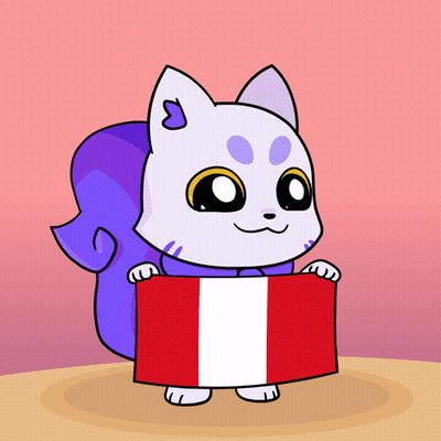 A Cartoon Of A Cat Holding A Flag Of Peru GIF
