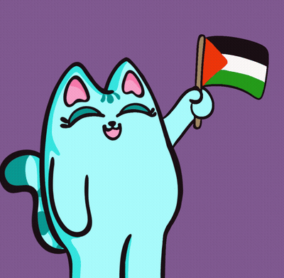 A Cartoon Of A Cat Holding A Flag With A Red White And Green Stripe GIF