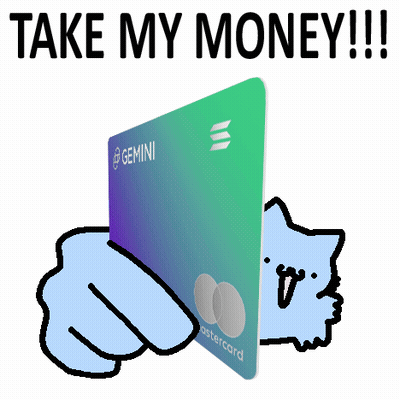 A Cartoon Of A Cat Holding A Gemini Mastercard Card GIF