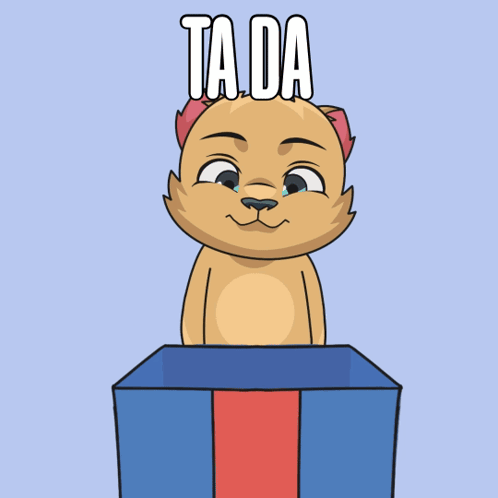 A Cartoon Of A Cat Holding A Heart That Says Ta Da Everything Is Gonna Be Okay GIF