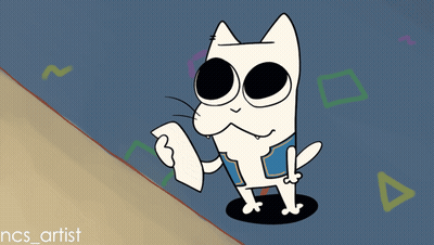 A Cartoon Of A Cat Holding A Piece Of Paper With The Name Ncs_artist On The Bottom GIF