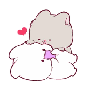 A Cartoon Of A Cat Holding A Purple Phone Next To Another Cat Sticker