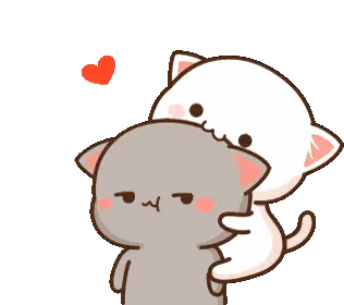 A Cartoon Of A Cat Hugging Another Cat With A Heart In The Background Sticker