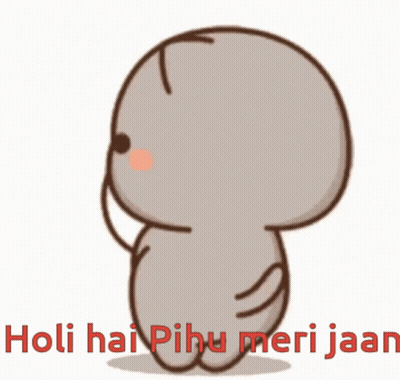 A Cartoon Of A Cat Hugging Another Cat With The Words Holi Hai Pihu Meri Jaan GIF