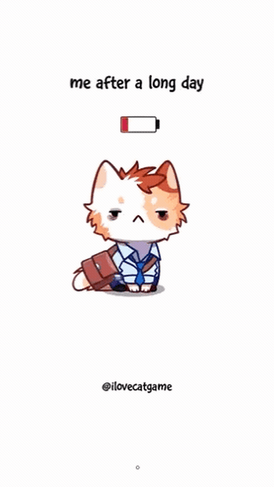 A Cartoon Of A Cat In A Suit And Tie With The Words Me After A Long Day On The Bottom GIF