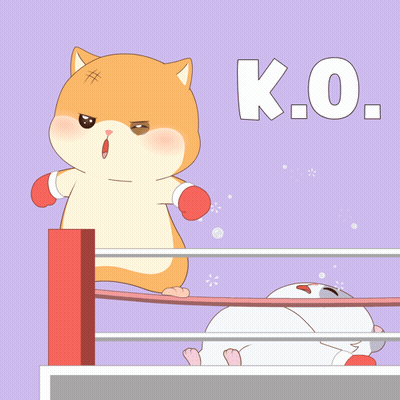 A Cartoon Of A Cat In Boxing Gloves And The Word K.o. GIF