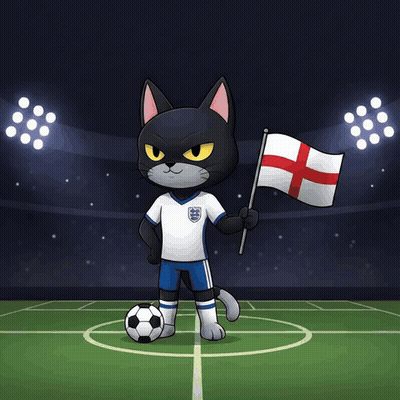 A Cartoon Of A Cat Kicking A Soccer Ball With The Word Goal Behind It GIF