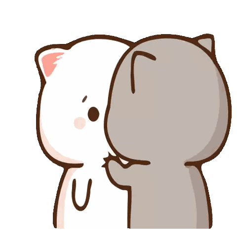 A Cartoon Of A Cat Kissing Another Cat On The Face Sticker