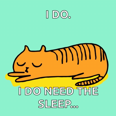 A Cartoon Of A Cat Laying Down With The Words " I Do I Do Need The Sleep " GIF