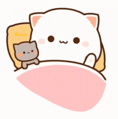 A Cartoon Of A Cat Laying On A Bed With A Rolex Logo On The Bottom GIF
