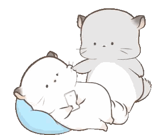 A Cartoon Of A Cat Laying On A Pillow While Another Cat Looks At A Phone Sticker