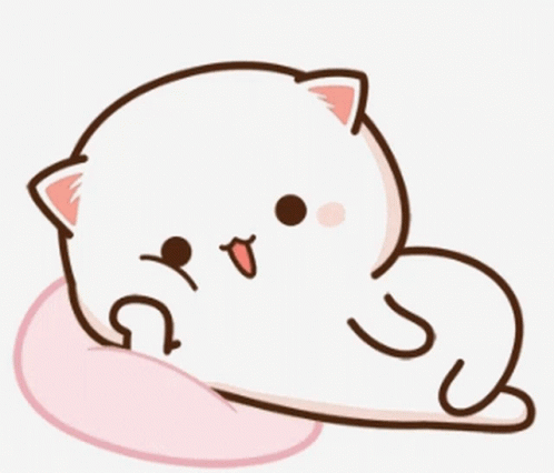 A Cartoon Of A Cat Laying On A Pillow With A Heart Behind It GIF