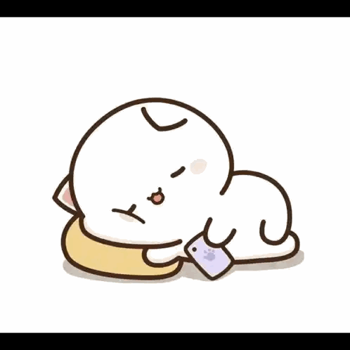 A Cartoon Of A Cat Laying On Another Cat 'S Lap Sticker