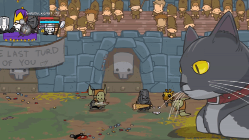A Cartoon Of A Cat Looking At A Sign That Says The Last Turd Of You GIF