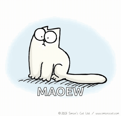 A Cartoon Of A Cat That Says Maoew On It GIF