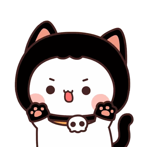 A Cartoon Of A Cat Wearing A Black Hat With A Skull Around Its Neck GIF