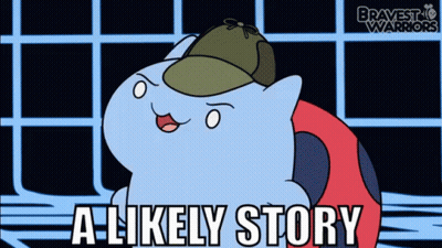 A Cartoon Of A Cat Wearing A Hat With The Words A Likely Story Below It GIF